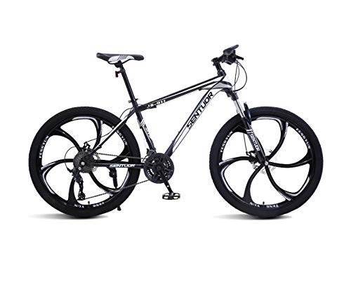 Mountain Bike : DGAGD 26 inch mountain bike off-road variable speed racing light bicycle six cutter wheels-Black and white_27 speed