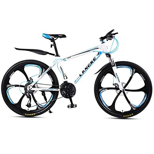Mountain Bike : DGAGD 26 inch mountain bike variable speed male and female mobility six-wheel bicycle-White blue_21 speed