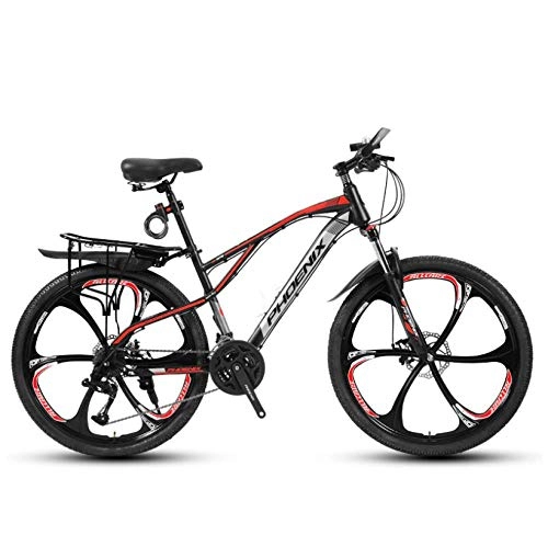 Mountain Bike : DGAGD 26-inch mountain bike with six wheels-Black red_27 speed