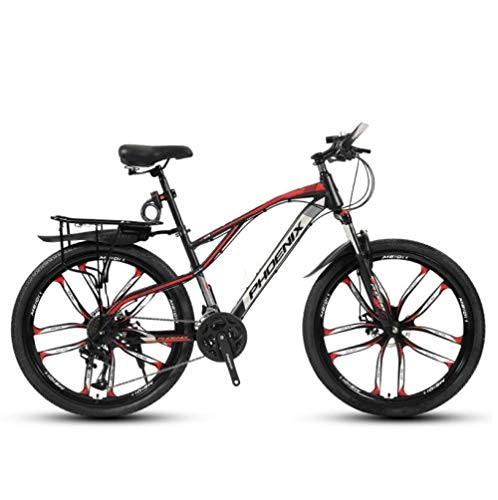 Mountain Bike : DGAGD 26-inch mountain bike with ten-wheel-Black red_30 speed