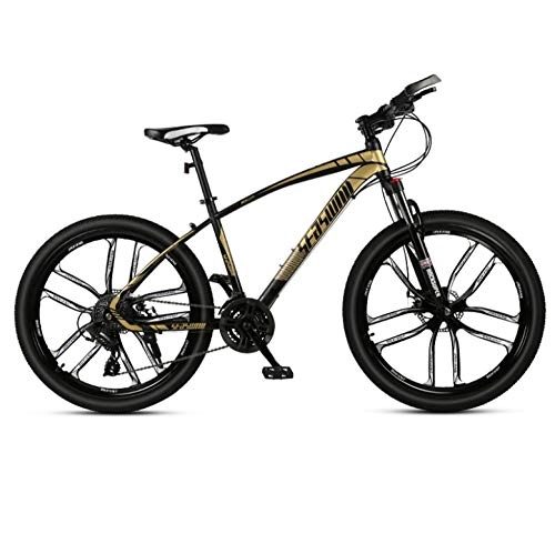 Mountain Bike : DGAGD 27.5 inch mountain bike male and female adult ultralight racing light bicycle ten-cutter wheel-black gold_21 speed