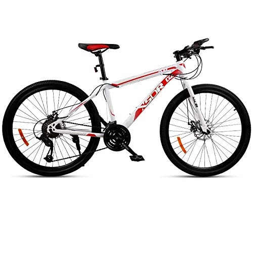 Mountain Bike : DGAGD Snow bike big tire 4.0 thick and wide 24 inch disc brake mountain bike spoke wheel-White Red_24 speed
