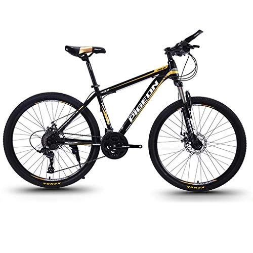 Mountain Bike : Dsrgwe Mountain Bike / Bicycles, Carbon Steel Frame, Front Suspension and Dual Disc Brake, 26inch Spoke Wheels, 27 Speed (Color : B)