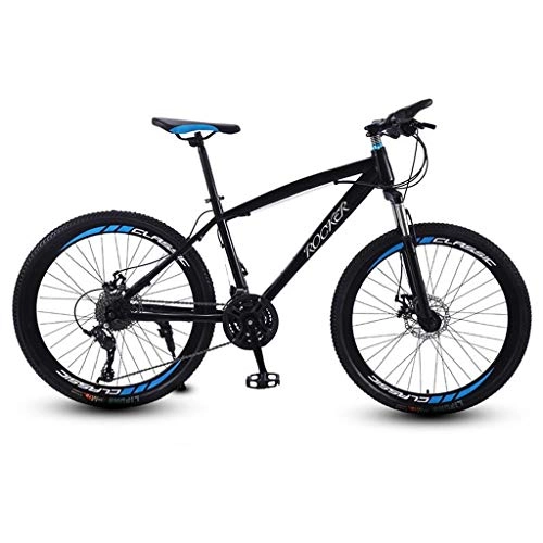 Mountain Bike : Dsrgwe Mountain Bike / Bicycles, Front Suspension and Dual Disc Brake, Carbon Steel Frame, 26inch Spoke Wheels (Color : Black, Size : 27 Speed)