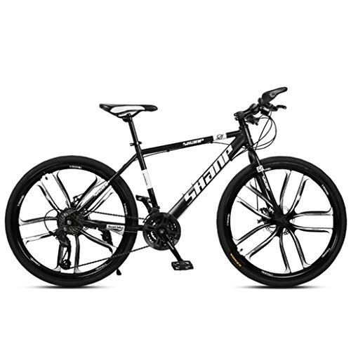 Mountain Bike : Dsrgwe Mountain Bike, Hardtail Mountain Bicycles, Carbon Steel Frame, Front Suspension and Dual Disc Brake, 26inch Wheels (Color : Black, Size : 27-speed)