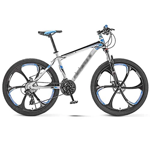 Mountain Bike : Dual Suspension Full Suspension Mountain Bike, 30-speed Adjustable Mountain Bike, Outdoor Light Road Bike, 24 / 26 Inch Wheels, Shock-absorbing MTB, 6 Knife Wheels ( Color : White , Size : 24 inches )