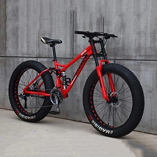 Mountain Bike : DULPLAY 26 Inch Mountain Bikes, 7 Speed Bikes, Road Bicycle Racing For Men Women Adult, High Carbon Steel Frame, Double Disc Brake Red 26", 7-speed