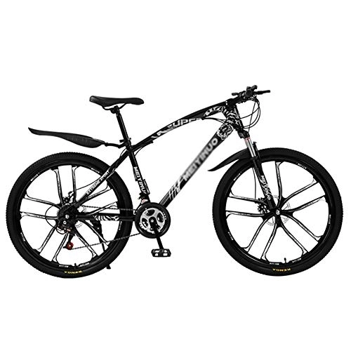 Mountain Bike : DULPLAY Mountain Bike Bicycle, Men's And Women's Shift Mountain Bikes, Dual Disc Brake Shock Absorption Front Suspension Black 10 Spoke 26", 27-speed