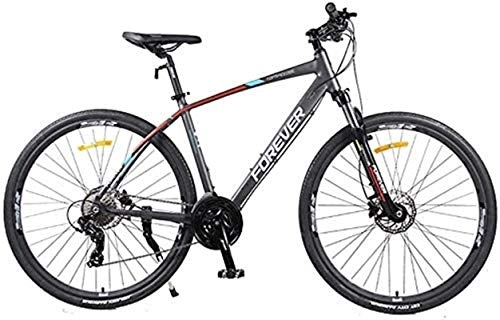 Mountain Bike : Eortzzpc MTB women 26-inch 27-speed mountain road vehicles, double disc aluminum hard tail mountain bike, the seat can be adjusted (Color : Grey)