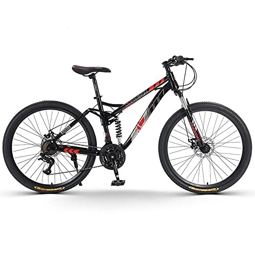 Mountain Bike : Full Suspension Mountain Bikes 26 Inches Wheel for Adult 24 Speed Dual Disc Brakes Men Bike Bicycle, Adjustable Seat for Dirt Sand Snow More, Adult Road Bike for Men or Women
