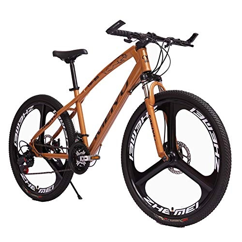 Mountain Bike : FXMJ Lightweight Mountain Bike, Dual-disc Brake 26 Inch Aluminum Alloy / High Carbon Steel 21 / 24 / 2730 Speed Mountain Bike, Shock Absorption, Brown, 27 Speed