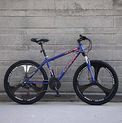 Mountain Bike : G.Z Mountain Bike, Carbon Steel Mountain Bike with Dual Disc Brakes, 21-27 Speed Option, 24-26 Inch Wheel Bike, Adult Bicycle Blue, A, 24 inch 24 speed