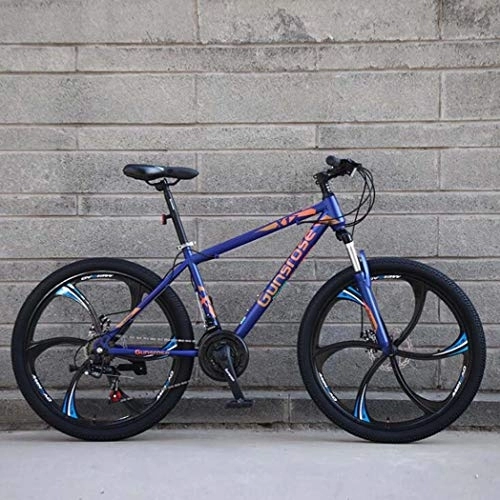 Mountain Bike : G.Z Mountain Bike, Carbon Steel Mountain Bike with Dual Disc Brakes, 21-27 Speed Option, 24-26 Inch Wheel Bike, Adult Bicycle Blue, B, 24 inch 27 speed