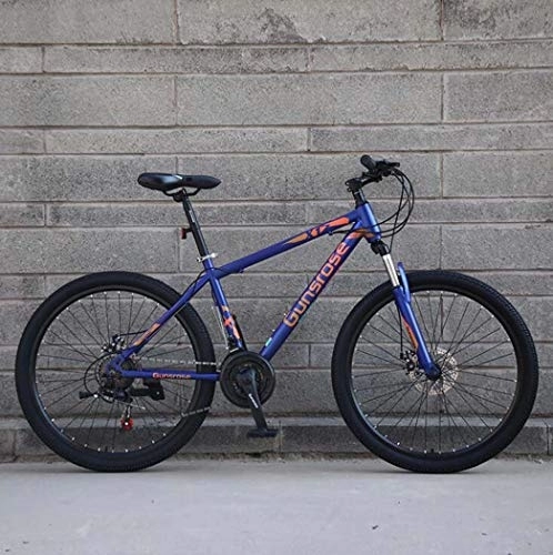 Mountain Bike : G.Z Mountain Bike, Carbon Steel Mountain Bike with Dual Disc Brakes, 21-27 Speed Option, 24-26 Inch Wheel Bike, Adult Bicycle Blue, E, 24 inch 27 speed
