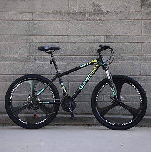 Mountain Bike : G.Z Mountain Bikes, Carbon Steel Mountain Bikes with Dual Disc Brakes, 21-27 Speed Options, 24-26 Inch Wheel Bikes, Adult Bikes, Black And Green, A, 26 inch 27 speed