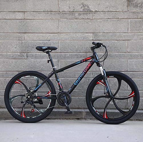 Mountain Bike : G.Z Mountain Bikes, Carbon Steel Mountain Bikes with Dual Disc Brakes, 21-27 Speed Options, 24-26 Inch Wheel Bikes, Student Bikes, Black And Red, B, 24 inch 27 speed