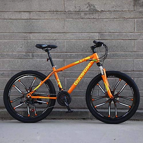 Mountain Bike : G.Z Mountain bikes, carbon steel mountain bikes with dual disc brakes, 21-27 speed options, 24-26 inch wheel bikes, student bikes Orange, C, 26 inch 21 speed