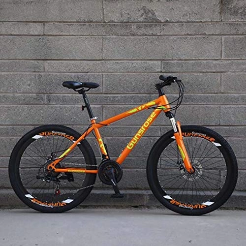 Mountain Bike : G.Z Mountain bikes, carbon steel mountain bikes with dual disc brakes, 21-27 speed options, 24-26 inch wheel bikes, student bikes Orange, D, 24 inch 27 speed