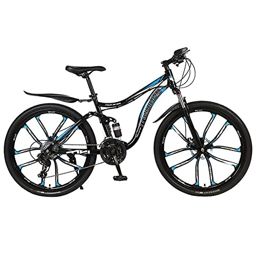 Mountain Bike : GGXX 24 / 26" Mountain Bike High Carbon Steel Frame 21 / 24 / 27 Speed Cross Country Bike Adult Double Disc Brake Full Suspension Mountain Bike