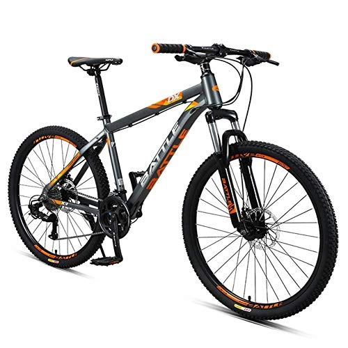 Mountain Bike : Giow 26 Inch Adult Mountain Bikes, 27 Speed Hardtail Mountain Bike with Dual Disc Brake, Aluminum Frame Front Suspension All Terrain Mountain Bicycle, Gray