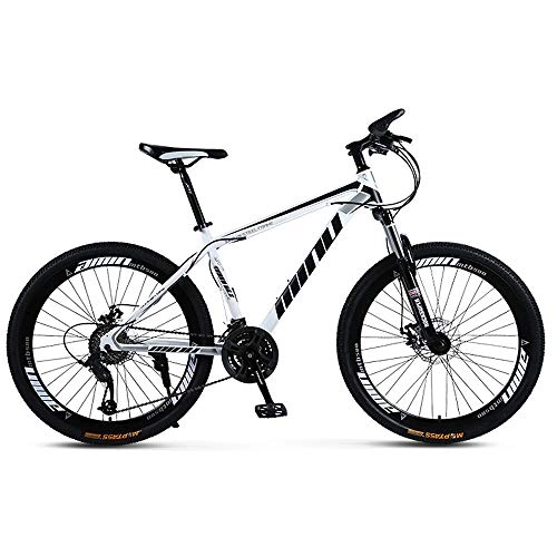 Mountain Bike : Gnohnay Mountain Bike, 26 Inch Bike, Carbon Steel Adult Student Bike, Variable speed Bike, Road Bicycle, Hard Tail Bike, for Men and Women, white, 30 speed