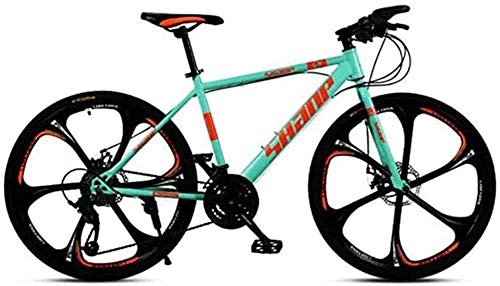Mountain Bike : GQQ 26 inch Mountain Bike, High-Carbon Steel Frame Mountain Trail Bike, Adult Hardtail Variable Speed Bicycle with Hydraulic Disc, Black, 30Speed / 24 inch, Blue