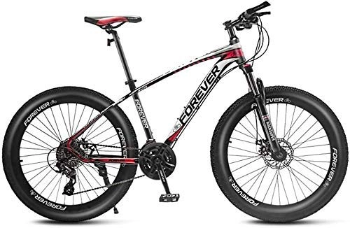 Mountain Bike : GQQ 26-Inch Mountain Bikes, Disc Brake Fat Tire Mountain Bike Trail, Variable Speed Bicycle Hardtail Mountain Bike, 24 / 27 / 30 / 33 Speed, B, 24 Speed, a
