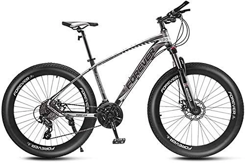 Mountain Bike : GQQ 26-Inch Mountain Bikes, Disc Brake Fat Tire Mountain Bike Trail, Variable Speed Bicycle Hardtail Mountain Bike, 24 / 27 / 30 / 33 Speed, B, 24 Speed, D