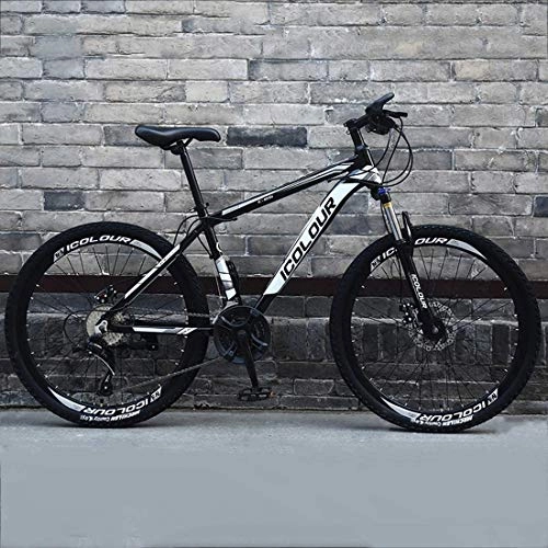 Mountain Bike : GQQ 26-Inch Mountain Bikes, Double Disc Brake Variable Speed Bicycle, Men Women High-Carbon Steel All Terrain Alpine Bike, C, 21, C, 21