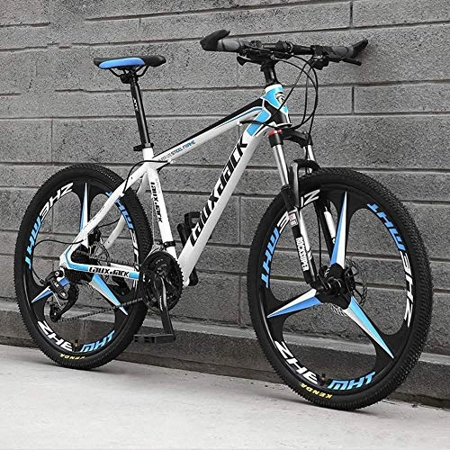 Mountain Bike : GQQ 26 Inches 21 / 24 / 27 / 30 Speed Disc Brake Integrated Wheel Bike Variable Speed Bicycle Downhill Road Hardtail, C, 27 Speed, D