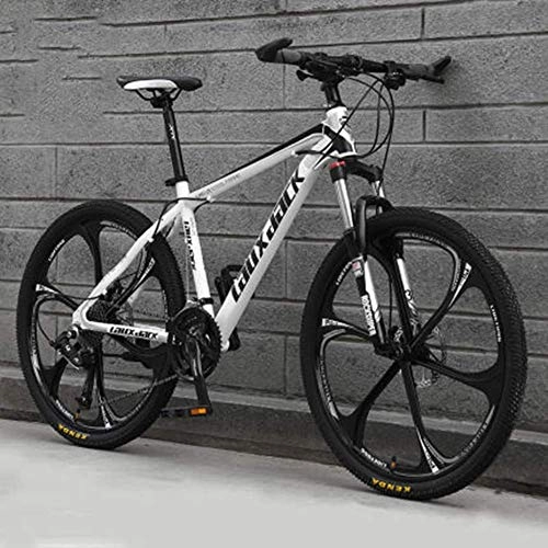 Mountain Bike : GQQ 26"Mountain Bike for Adults, 21 / 24 / 27 / 30-Gear High Carbon Steel Full Suspension Frames, Variable Speed Bicycle Suspension Forks, Disc Brake Hardtail, B2, 24 Speeds, A2