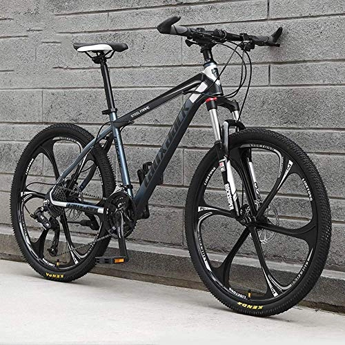 Mountain Bike : GQQ 26"Mountain Bike for Adults, 21 / 24 / 27 / 30-Gear High Carbon Steel Full Suspension Frames, Variable Speed Bicycle Suspension Forks, Disc Brake Hardtail, B2, 24 Speeds, A3