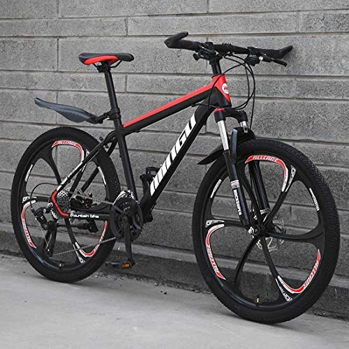 Mountain Bike : GQQ Bikes Mountain, High-Carbon Steel Hardtail Mountain Bike, Variable Speed Bicycle with Front Suspension Adjustable Seat, 21 / 24 / 27 / 20 Speed 26Inch, A1, 30, E2