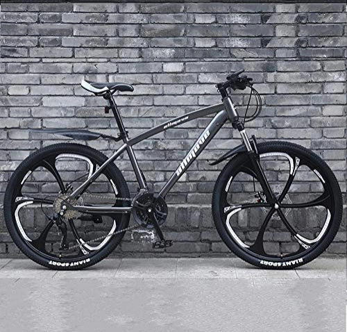 Mountain Bike : GQQ Mountain Bike, 24 inch Mountain Bike Double Disc Brake, Adult MTB, Hardtail Bicycle Thickened Carbon Steel Frame 6 Cutters Wheel, 27 Speed