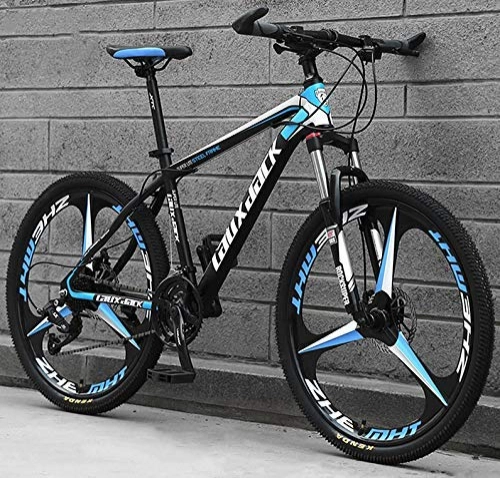 Mountain Bike : GQQ Mountain Bike, 24 inch Mountain Bikes High Carbon Steel Frame Young Students Road Bicycle Racing Suspension Fork Dual Disc Brake Bicycles, 30 Speed