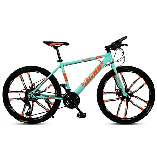 Mountain Bike : GQQ Mountain Bike, 26 inch Adult Mountain Bike All-Terrain Double Disc Brake Bikes Beach Snowmobile Bicycle Upgrade High-Carbon Steel Frame Spoke Wheels, 24 Speed