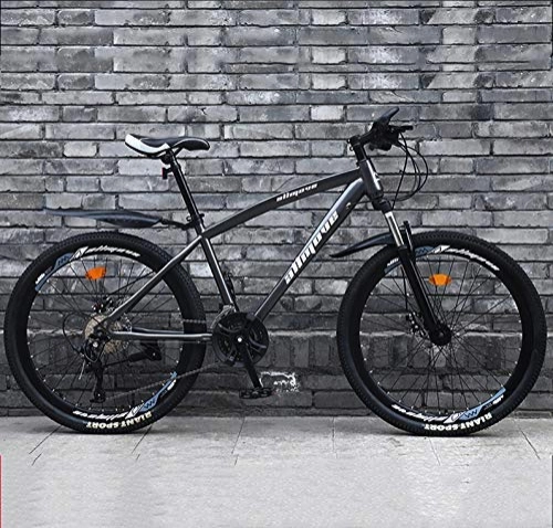 Mountain Bike : GQQ Mountain Bike, 26 inch Men's Mountain Bikes High-Carbon Steel Hardtail Mountain Bike Front Suspension Disc Brake Mountain Bicycle, 24 Speed