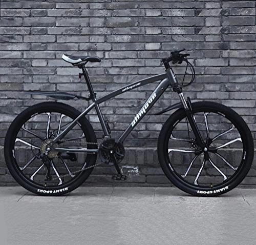 Mountain Bike : GQQ Mountain Bike, 26 inch Mountain Bike, Double Disc Brake Adult MTB, Thickened Carbon Steel Frame Hardtail Bicycle 10 Cutters Wheel, 30 Speed