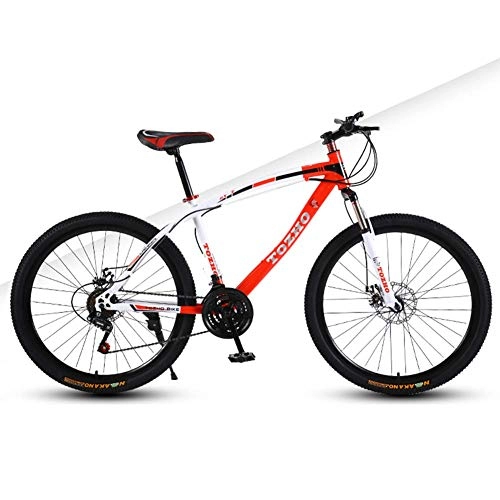 Mountain Bike : GQQ Mountain Bike, 26 inch Wheels Mountain Bike Double Disc Brake 27 Speed Unisex Bicycle Front Suspension MTB Spoke Wheel, Red