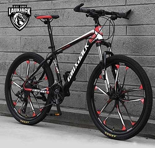 Mountain Bike : GQQ Mountain Bike, 26 inch Wheels Youth and Adult Mountain Bike (21-30 Speeds Options) Road Bicycle Racing Dual Disc Brake Bicycles, Black Red, 30 Speed