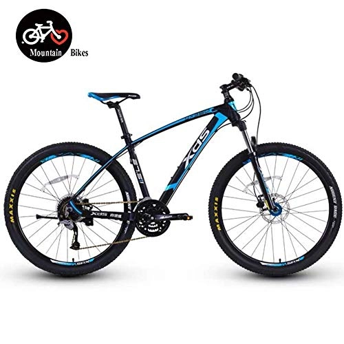 Mountain Bike : GQQ Mountain Bike, Adult 27-Speed Mountain Bikes 27.5-Inch Hardtail Mountain Bike Aluminum Frame Women's / Men's Dual Disc Brake Mountain Trail Bike, Blue