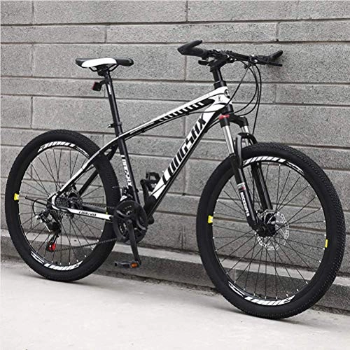 Mountain Bike : GQQ Mountain Bike, Front Suspension Mountain Bike Carbon Steel Fram Unisex Road Bike Front+Rear Mudgard 24 inch Wheels, 21 Speed