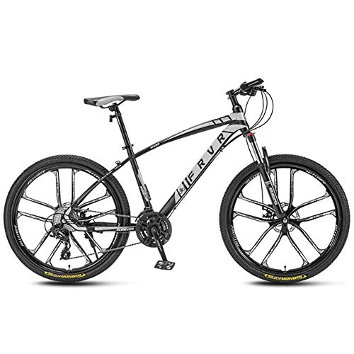 Mountain Bike : GQQ Mountain Bike, Mountain Bikes 27-Speed Dual Disc Brake Mountain Trail Bike Front Suspension Hardtail Mountain Bike Adult Bicycle 27.5 inch Wheel, White