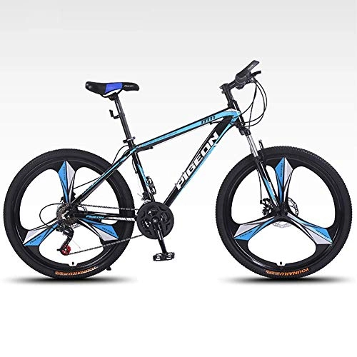 Mountain Bike : GQQ Mountain Bike, Mountain Bikes Adult Aluminum Alloy Frame Dual Disc Brake Suspension Fork Road Trail Bike 26-Inch Integral Wheel All Terrain Bicycle, Blue, 30 Speed