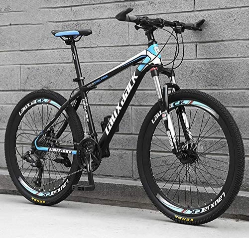 Mountain Bike : GQQ Mountain Bike, Mountain Bikes High Carbon Steel Frame Road Bicycle Racing 26 inch Spoke Wheel Suspension Fork Dual Disc Brake Bicycles, 24 Speed