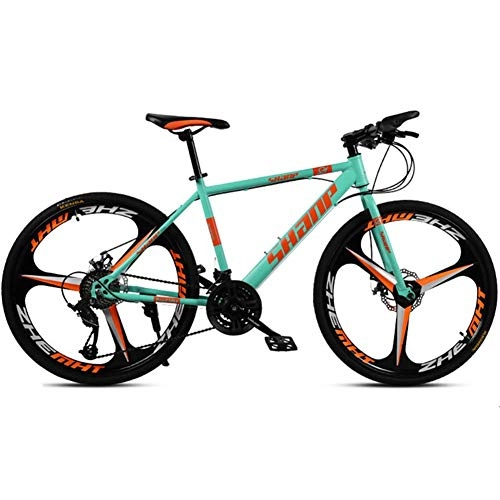 Mountain Bike : GQQ Mountain Bike, Unisex Outroad Mountain Bikes All-Terrain Dual Disc Brake Mountain Bike 24 inch Aluminum Alloy Wheels, 21 Speed