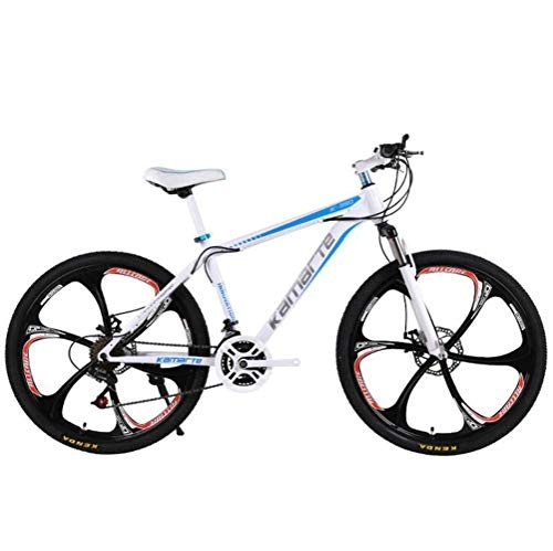 Mountain Bike : GQQ Road Bicycle Mountain Bicycle for Adults 26 inch Off-Road Damping City Hardtail Bike, White Blue, 21 Speed