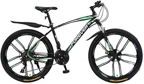 Mountain Bike : GQQ Variable Speed Bicycle, Adult Mens Variable Speed Mountain Bike, Double Disc Brake Bike City Road, Trail Highcarbon Steel Snow Bikes, A, 27 Speed, C