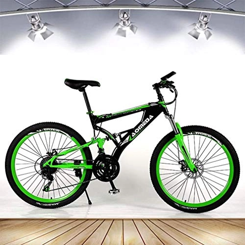 Mountain Bike : GQQ Variable Speed Bicycle, Adult Mountain Bike, 21 Speed Dual Disc Brake Bike, Aluminum Alloy Beach Snow Bike, 26 inch Wheels, Man, Orange, Green