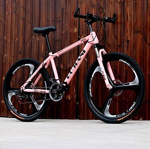 Mountain Bike : GQQ Variable Speed Bicycle, Adult Mountain Bike, Juvenile Students City Road Racing Bikes, Dual Disc Brakes Offroad Snow Bike, 24 inch Wheels Beach, Yellow, 27 Speed, Pink